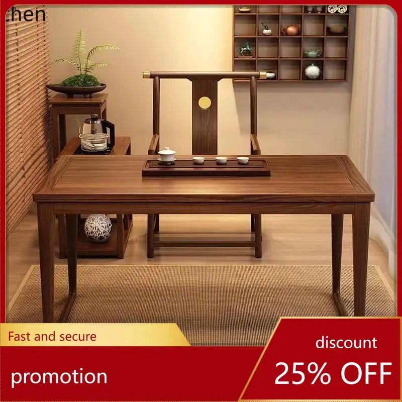 CZ  Solid Wood Combination Tea Table Small Apartment Tea Brewing Balcony Tea Table Integrated Zen Home Kung Fu Table and Chair