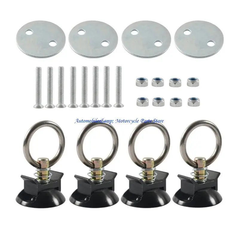 

H7BD 4 Sets Tie Down System Round Tie Down Anchors Point with Round Rings for Trailer