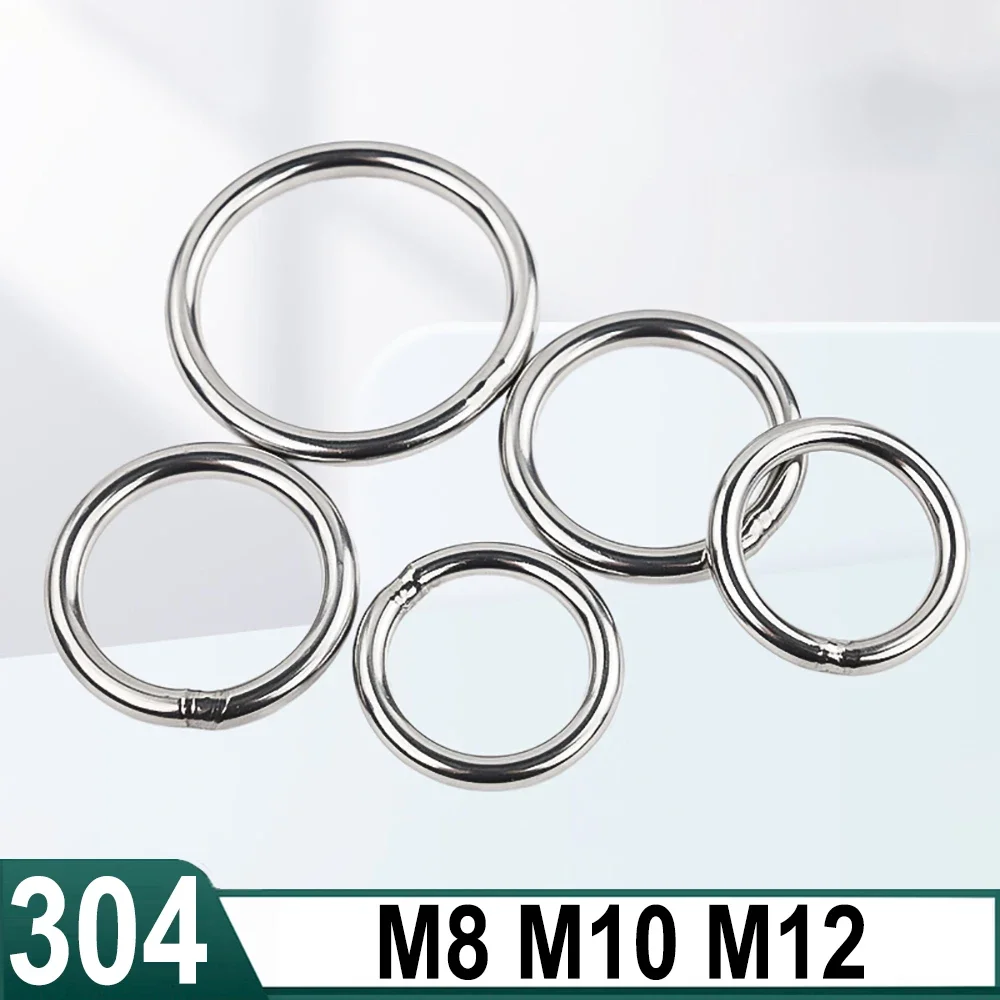 

304 Stainless Steel Circular Ring O-Shaped Ring Solid Ring M8 M10 M12 For Hammock Yoga Connection Steel Ring ﻿