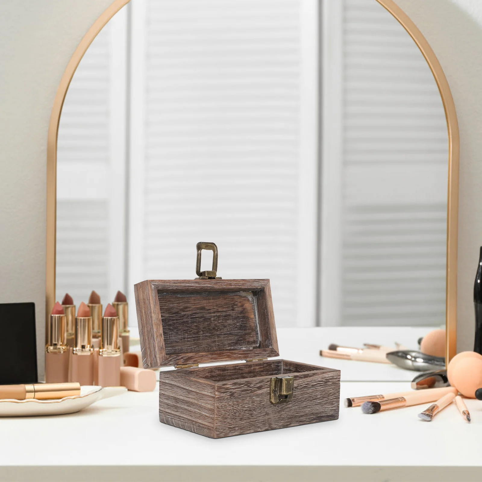 صندوق تخزين خشبي مع غطاء منظم مجوهرات خشبي للحرف اليدوية تذكارات النظارات خواتم القرط صندوق حلية أشتات