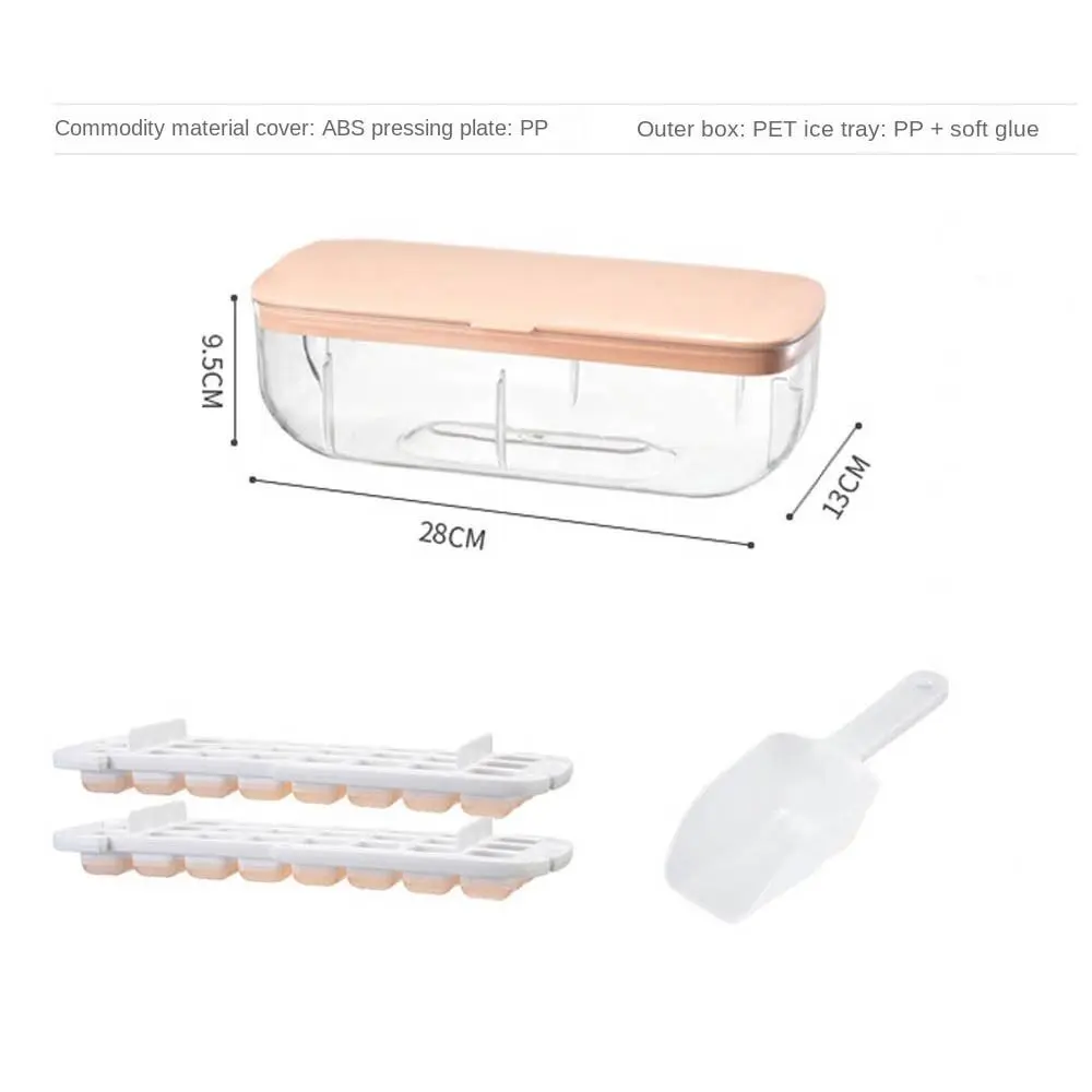 New 24/48 Grids Ice Cube Tray One-Button Double layered Ice Storage Box Ice Shovel Pressing Ice block mold Home