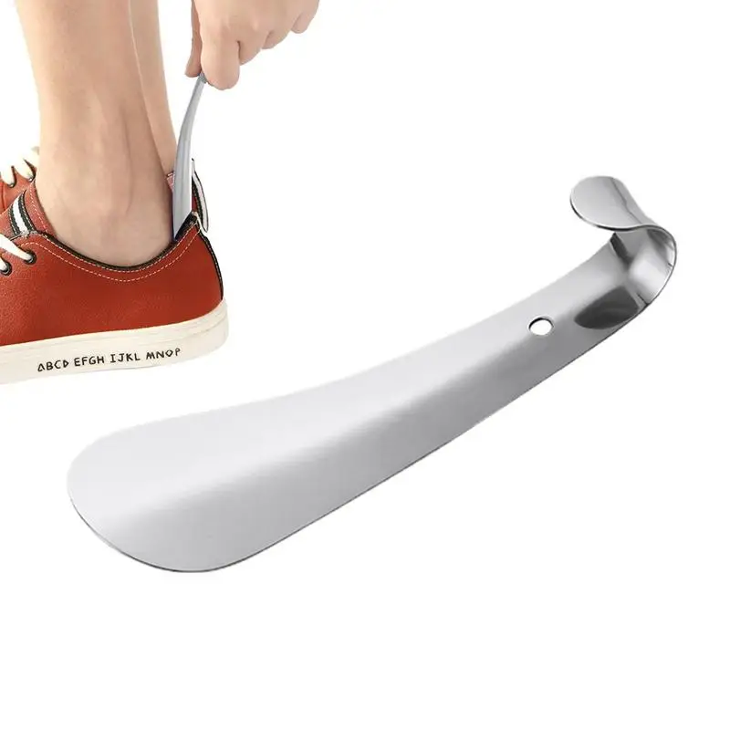 الفولاذ المقاوم للصدأ Shoehorn ملعقة معدنية حذاء القرن المساعد عصا للرجال النساء الأطفال سهلة على وخارج زلة المعونة حذاء رافع أداة