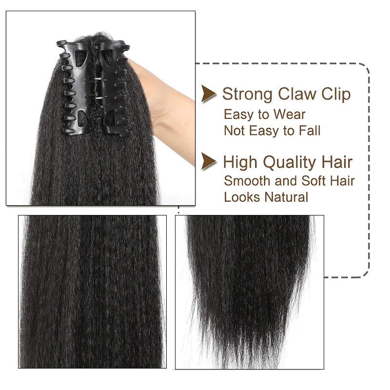 12 Inch Blonde Kinky Straight Ponytail Extension Synthetic Corn Wave Pony Tail Hairpiece Wrap Around Fake Hair For Women