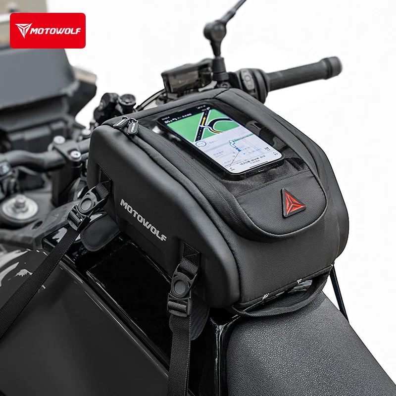 Motorcycle Tank Bag Magnetic Anti-Slip Motorbike Rear Seat Bag with Waterproof Cover Multi-functional Handbag Tools Storage Bag