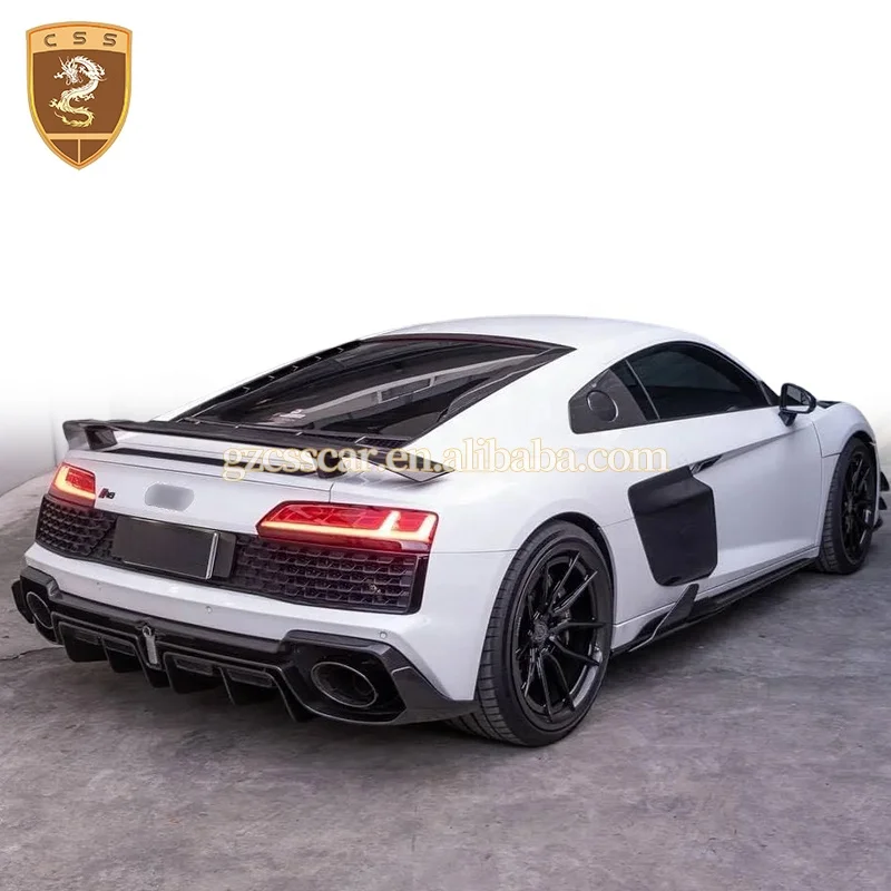 For Audi R8 Body Kit Capristo Style Dry Carbon Fiber Front Lip Vent Side Skirts Rear Diffuser Lip Car Parts