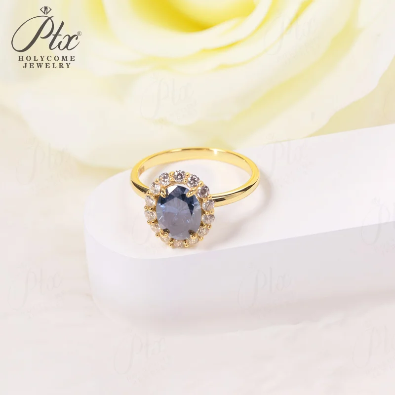 Moissanit & Laborgezüchteter Edelstein Saphir Leuchtend Blauer Ring 925 Silber Bankett Hochzeit Jubiläum Geburtstag Feiner Schmuck für Damen – Detail 16