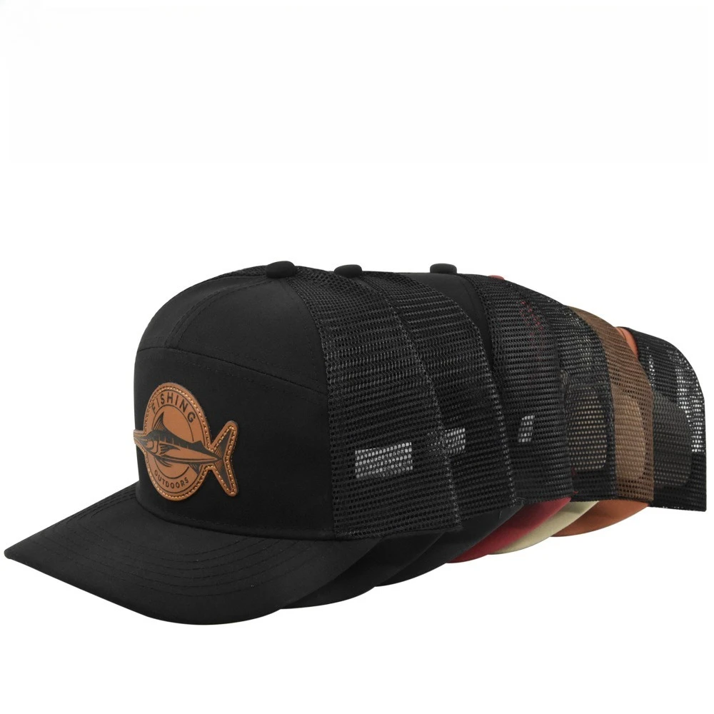 Fishing Outdoors Baseball Cap Swordfish Leather Patch Breathable Mesh Back Unisex Adjustable Hat for Fishing Camping Sports