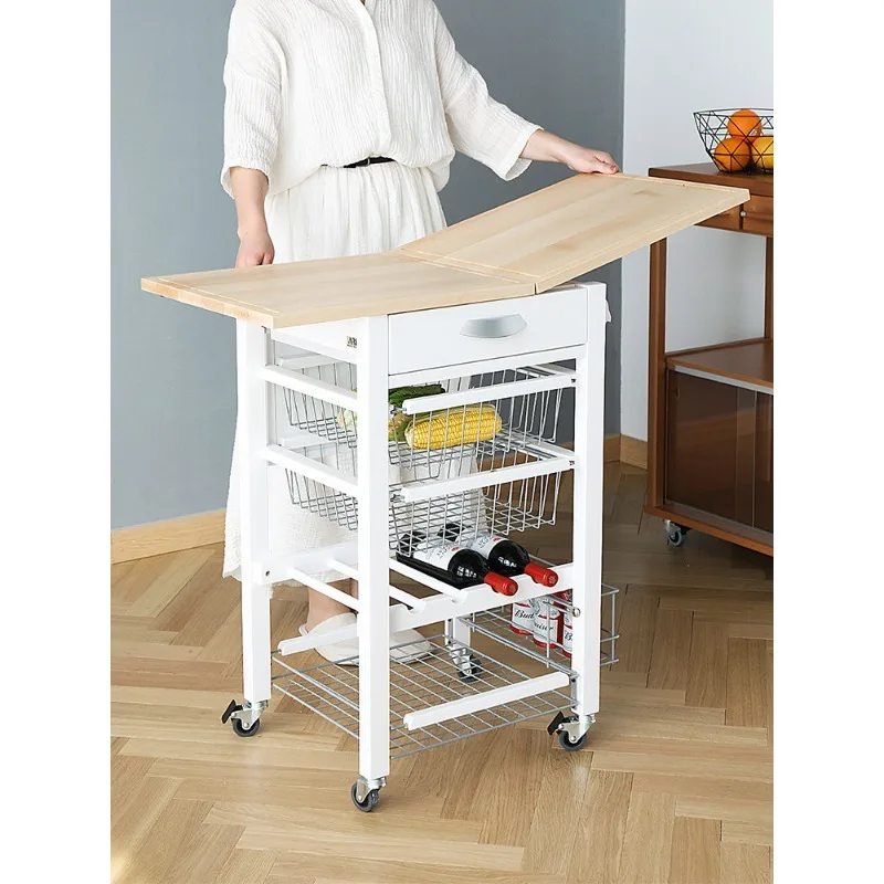 Italy imported fruit and vegetable storage rack, kitchen multi-functional cart rack, multi-layer folding dining table rack