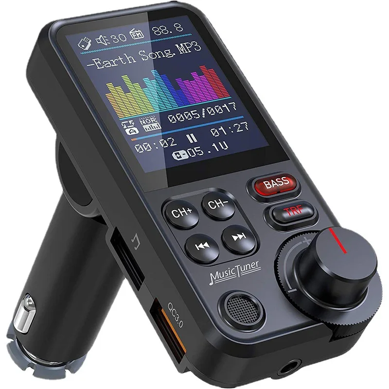 Bluetooth-compatible Car Wireless FM Transmitter Radio Adapter Fast Charging Treble Bass Sound Music Car MP3 Player Aux QC3.0