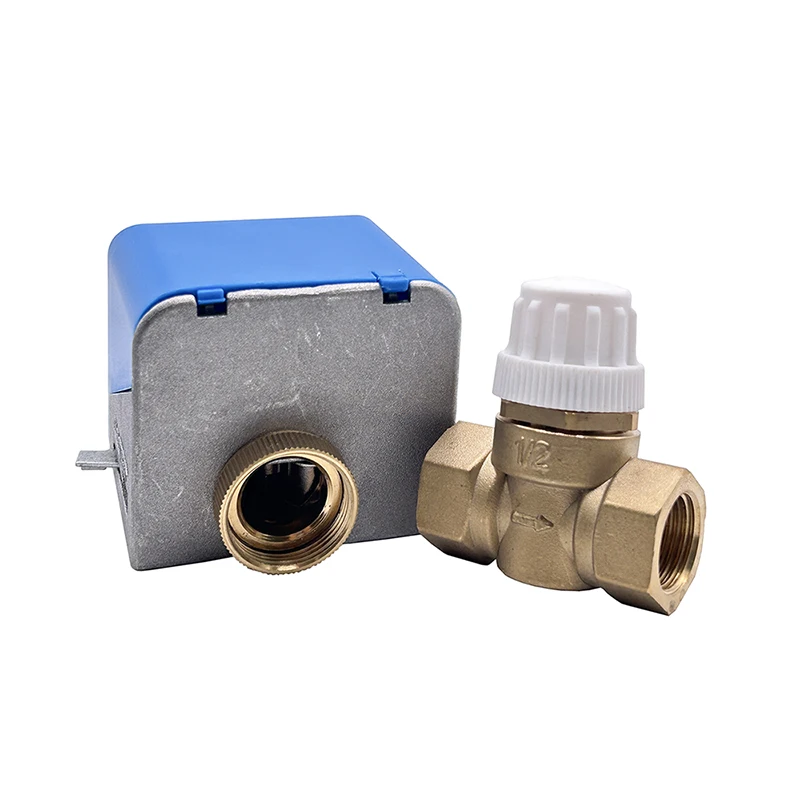 1/2'' 2 Way Electric Shut Off Valve 220V Brass Motorized Valve 2 Wire for Fan Coil Air Conditioning Water