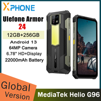 Ulefone Armor 24 Rugged Phone 12GB+256GB Side Fingerprint 22000mAh 6.78 inch Android 13 Helio G96 Octa Core 4G NFC Smartphone