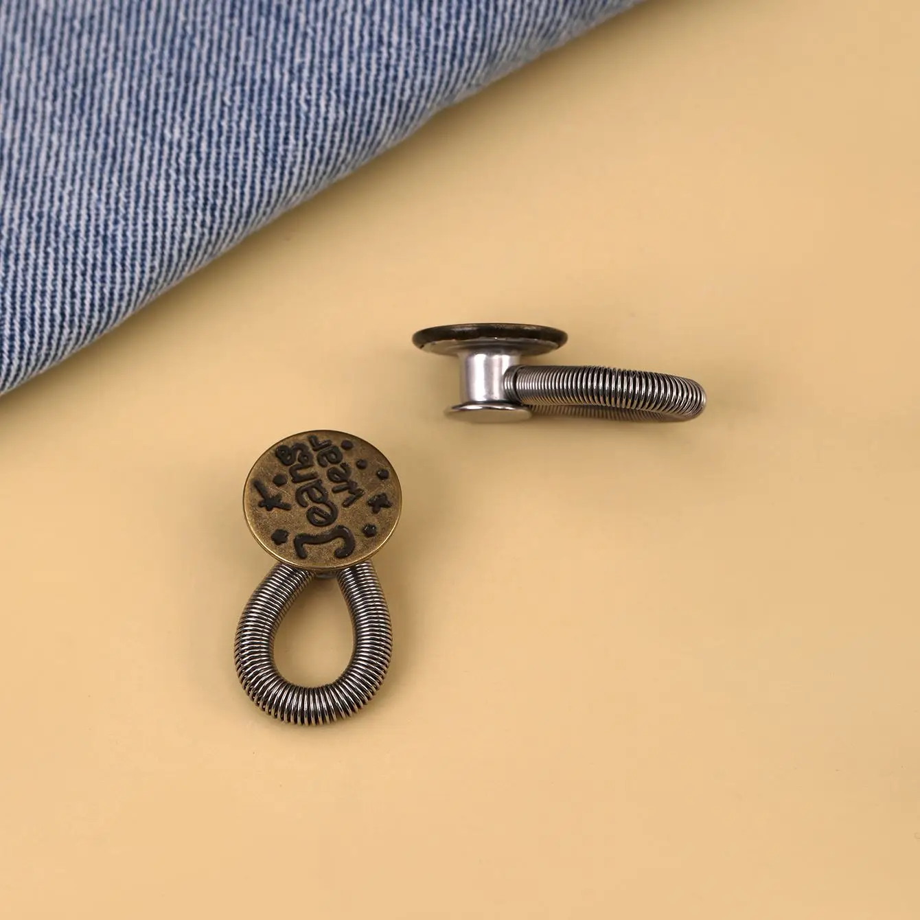 5pcs Jeans Waist Adjustment Buckle Detachable Metal Elastic Spring Button DIY Oversizes Pants Jeans Waist Extender Sewing Button