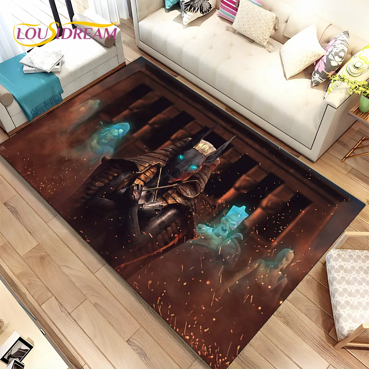 

HD Egypt Death Anubis Mythology Horus Area Rug,Carpet for Home Living Room Bedroom Sofa Doormat Kitchen Decor,Non-slip Floor Mat