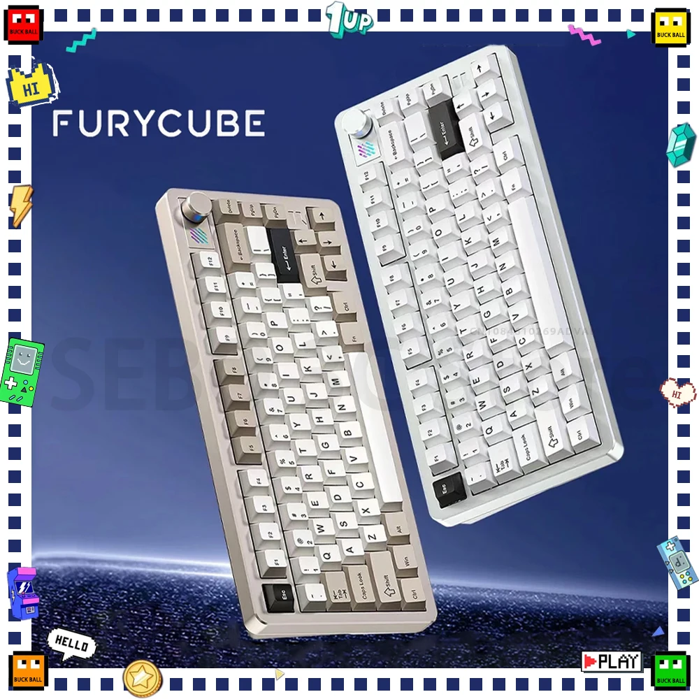 

FURYCUBE F75 Mechanical Keyboard Tri Mode Wireless Gaming Keyboard CNC Aluminum Alloy Hot Swap Multifunctional Knob PC Accessory