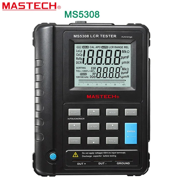 Mastech MS5308 LCR Meter Portable Handheld Auto Range LCR Meter High-Performance 100Khz