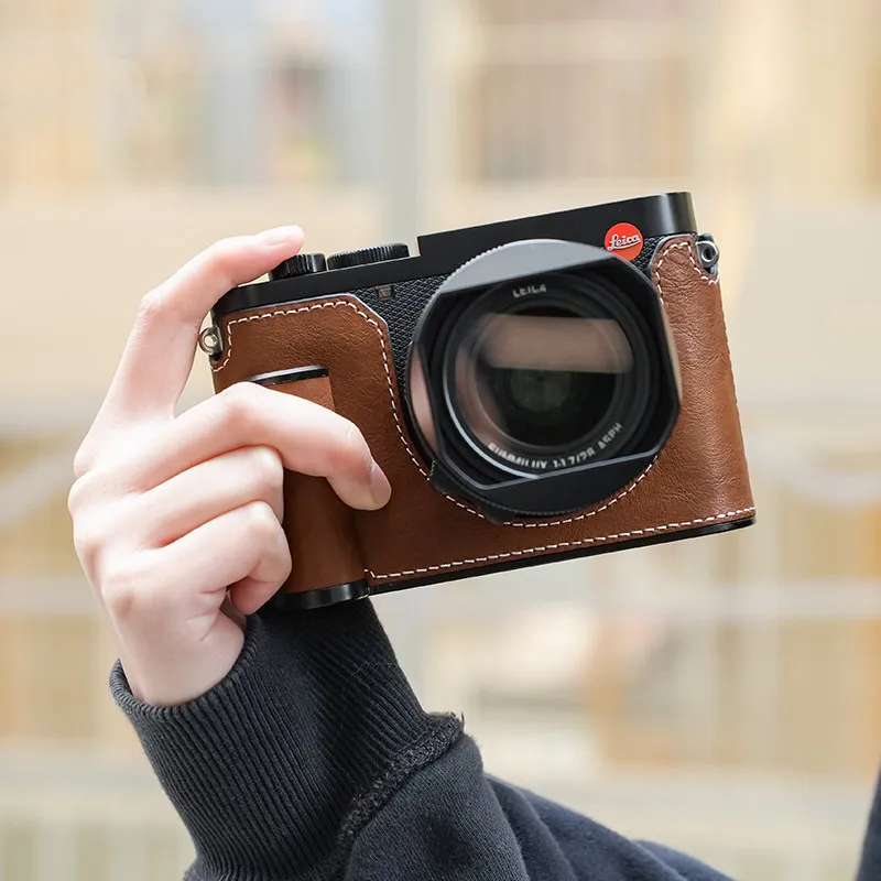 Handmade Genuine Leather Camera Bag for Leica Q3 43 Camera Handle Protective Case Q3 Leather Case Base Shoulder Strap