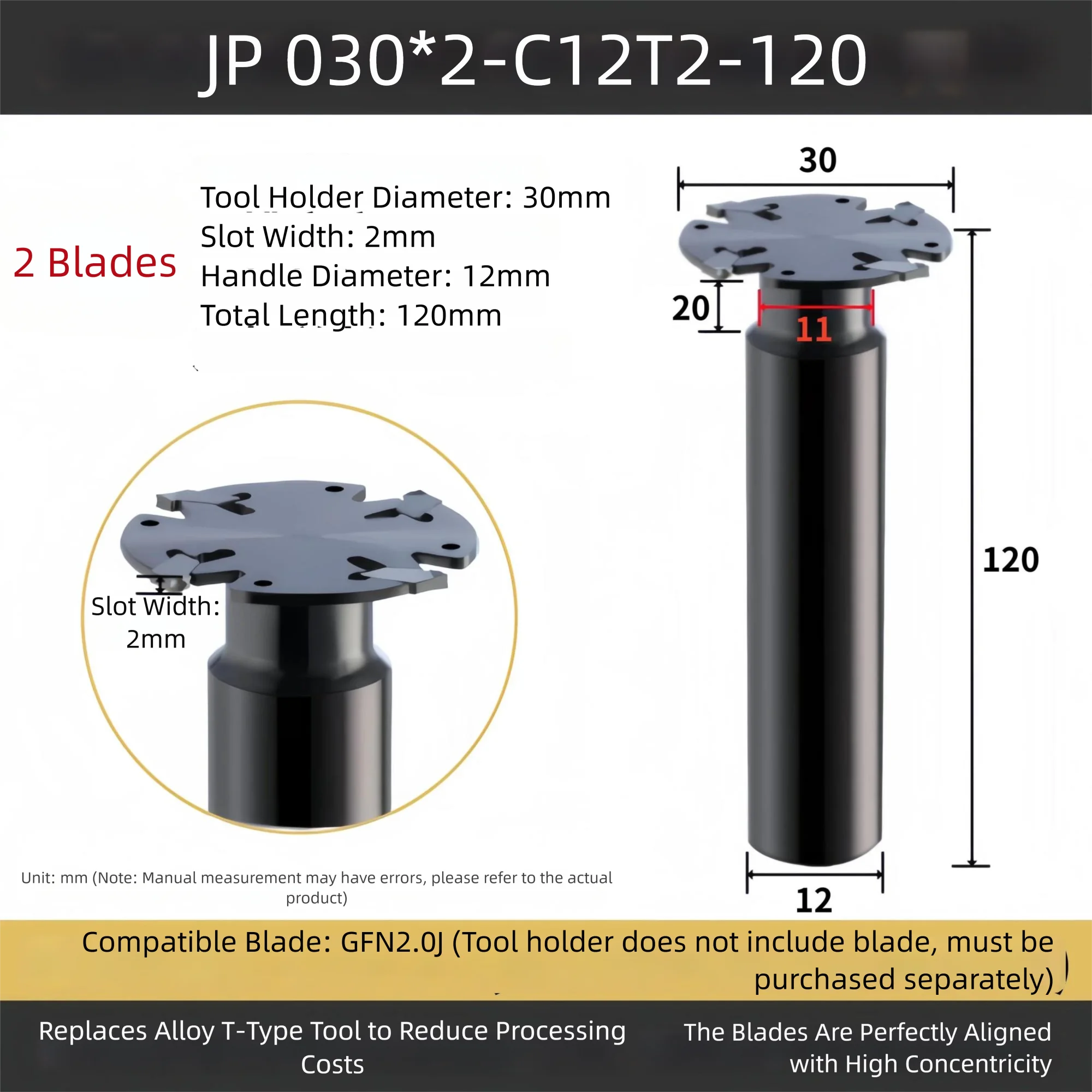 Jp Zaagblad Frees Cutter Bar 40X2 40X3 45X2 45X3 50X2 50X3 Freesgroef Gereedschap Vervangbaar Inzetstuk Gf 2Mm 3Mm