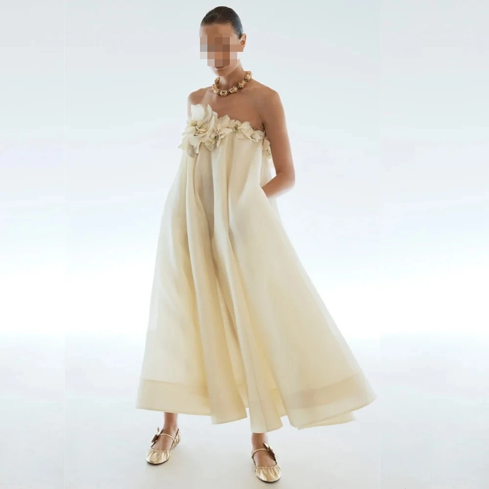 

Одинаковые шифоновые цветы по индивидуальному заказу, прямые платья миди без бретелек, платья для выпускного вечера, классический изысканный современный стиль, пасторальный китайский стиль