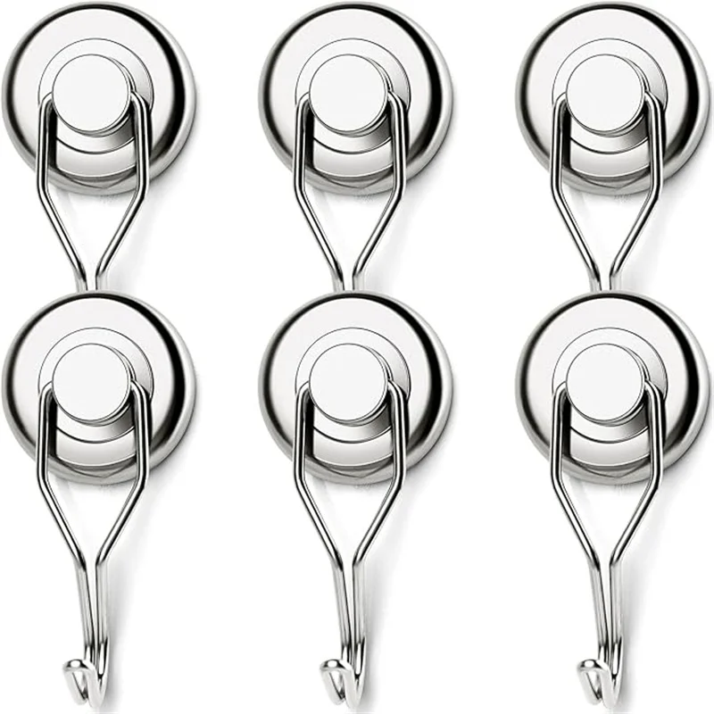 D25mm-Swivel Swing Magnetic Hook Refrigerator Magnetic Hooks 2/4/6/8 Pack Neodymium Magnet Hook for Refrigerator Other Magnetic