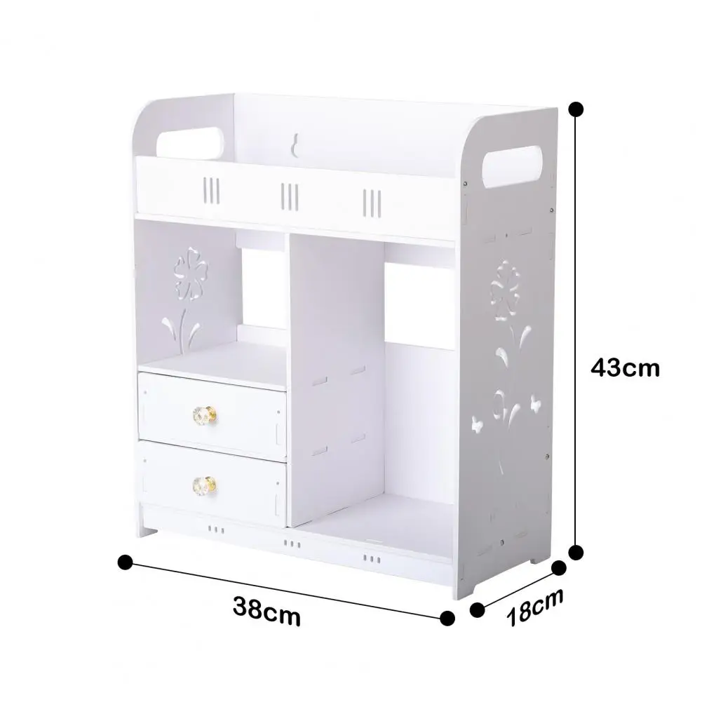 Bathroom Cabinet with Hollow Flower Carved, Wall-Mounted Bathroom Storage Cabinet, Punching Free Cosmetics Storage Organizer