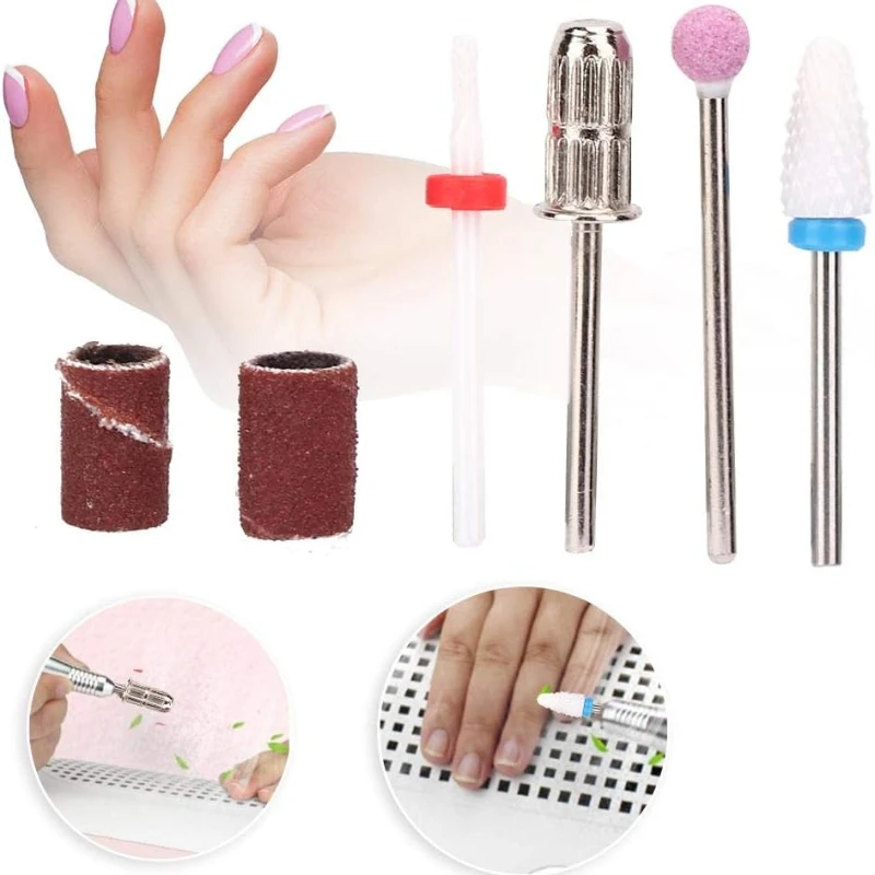 4 Stuks Elektrische Nail Boor Bit Set Wolfraam Staal Nagelvijl Pedicure Manicure Vervanging Nagel Slijpen Kop Gereedschap Voor Nagels Salon