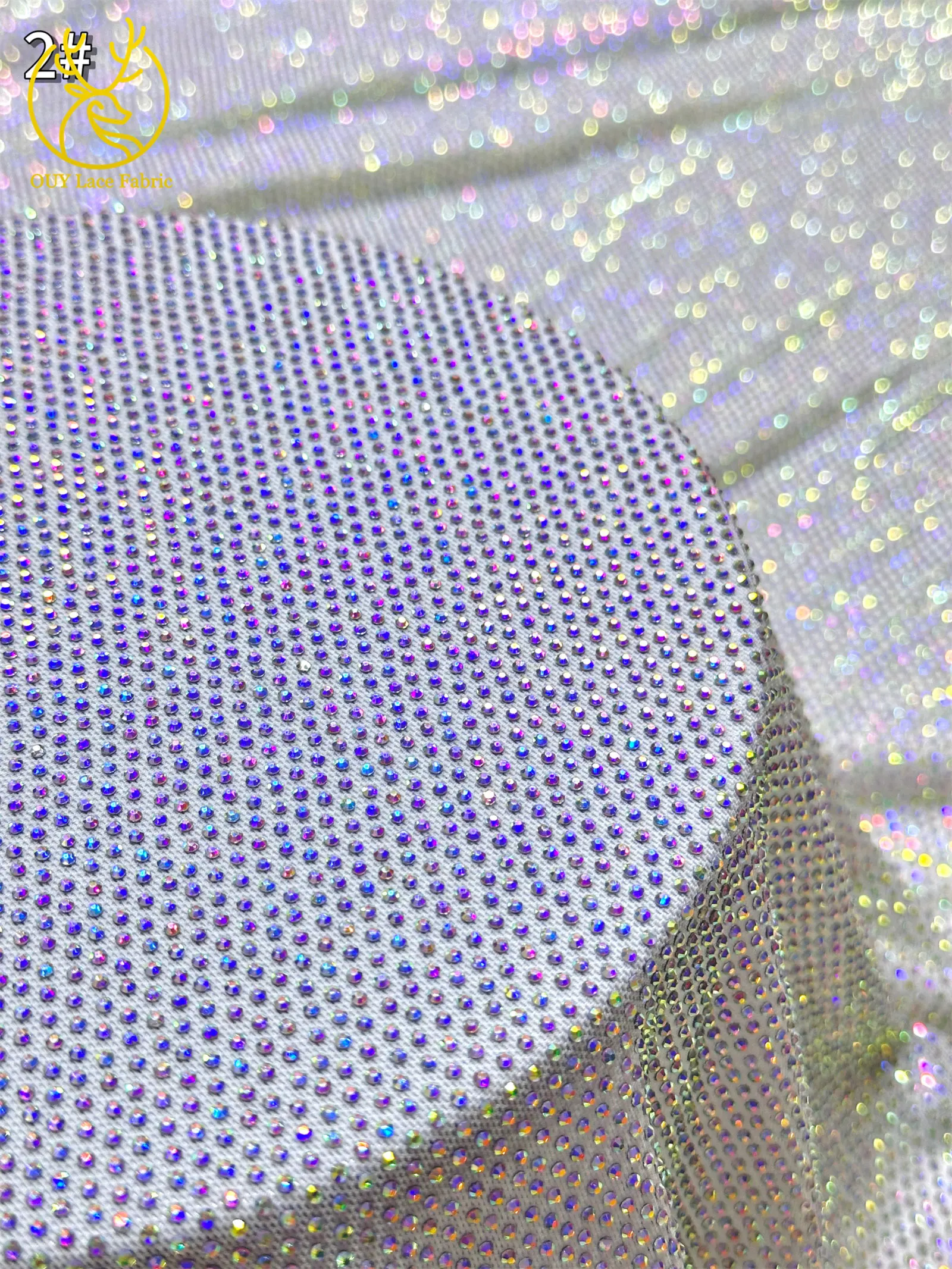 Luxuriöser Glas-Strass-Spitzenstoff im afrikanischen Stil, 2026 französischer und nigerianischer Stretch-Spitzenstoff, Party-Kleid, in 1 Yard genäht. – Detail 9