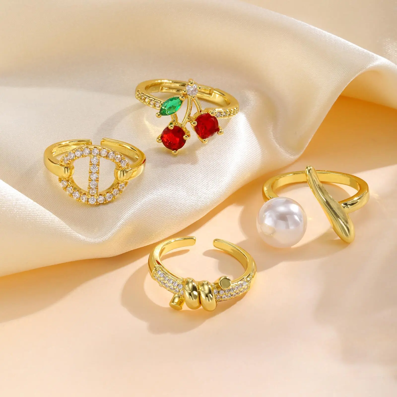 Adjustable Statement Zirconia Ring for Women, Open Ring Jewelry Daily Work Accessories