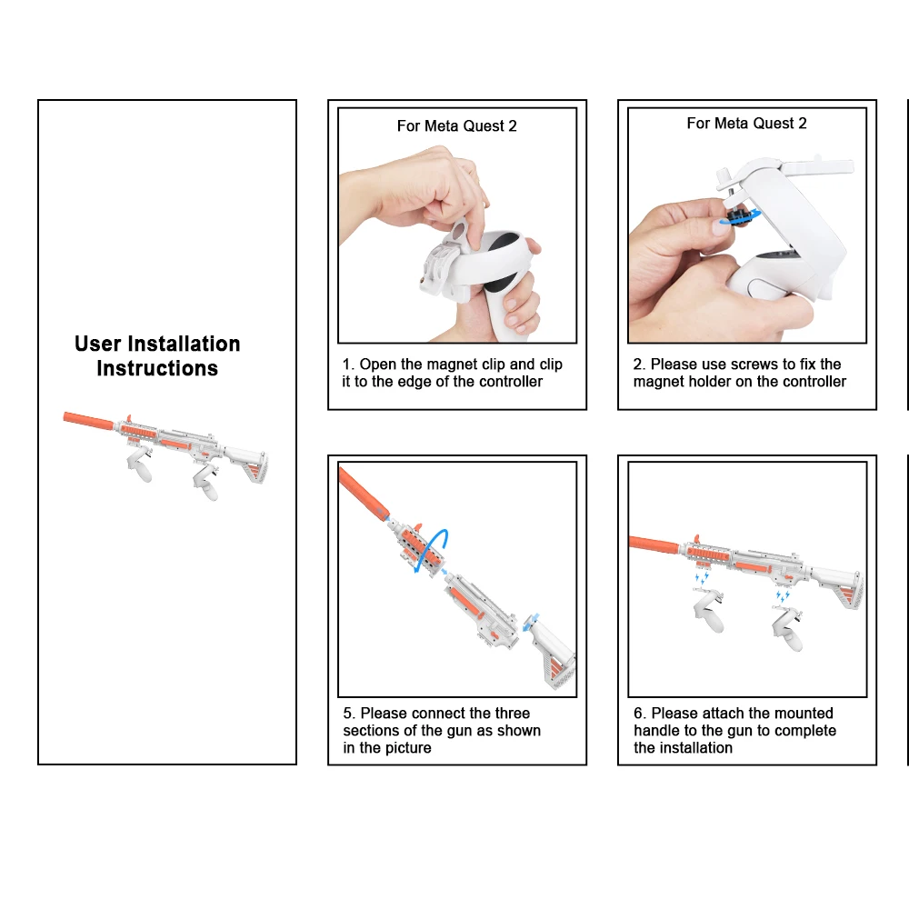 Accessori per giochi di tiro VR pistola magnetica per fucile VR per Oculus Quest 2 staffa magnetica migliorata esperienza di gioco VR