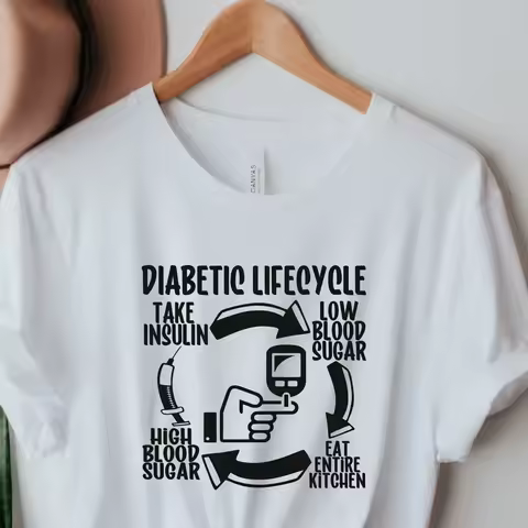 Diabetic Life T Shirt Diabest Support Awareness Funny Type 1 And 2 Diabetes T1D Insulin