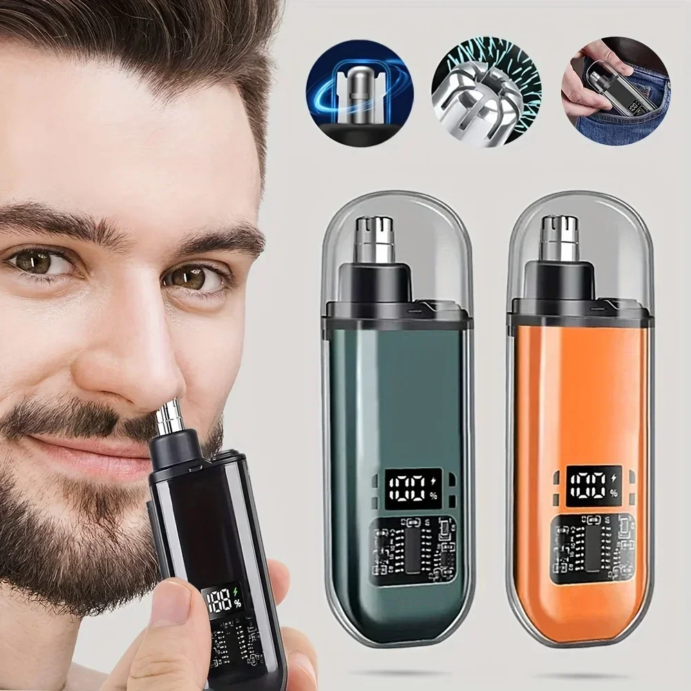 USB C Rechargeable Nose And Ear Hair Trimmer for Men Portable Fast Charge Compact Grooming Kit with Precision Tips