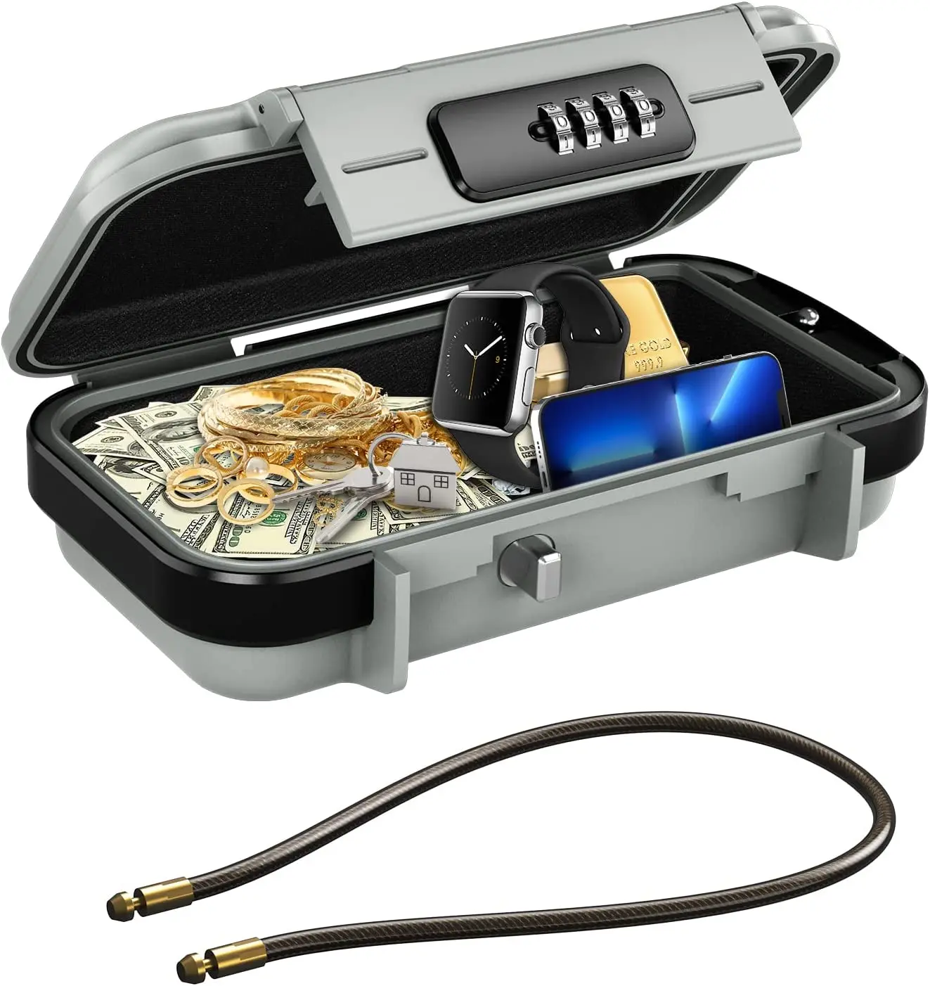 Waterproof Dry Box Protective Micro Case Lockable Travel Safe Airtight Tackle Organization with Steel Shackle