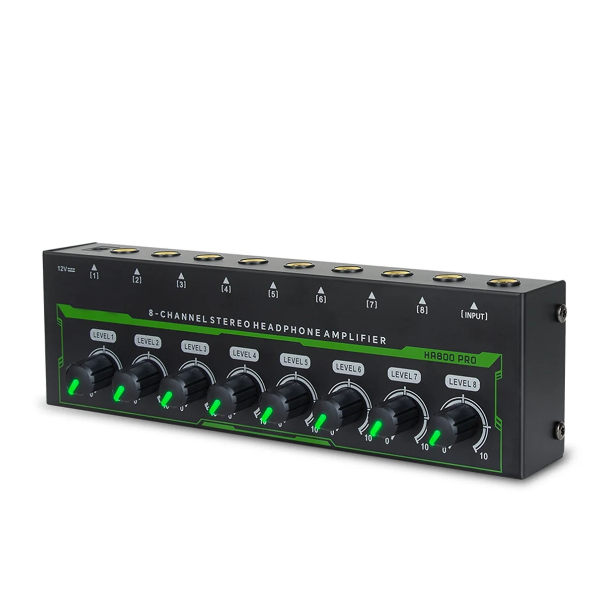 A51I HA800 PRO Amplificatore per cuffie a 8 canali Amplificatore stereo RGB Amplificatore microampli per mixer musicale Registrazione Amplificatore audio (EU)