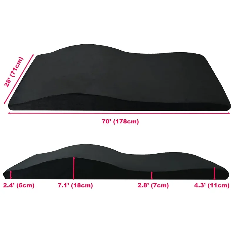 Curvy Massage Bed Topper | High Density Foam Lash Bed Cushion with Soft Touch Short Plush Salon - Black - 28 inch (71 cm)