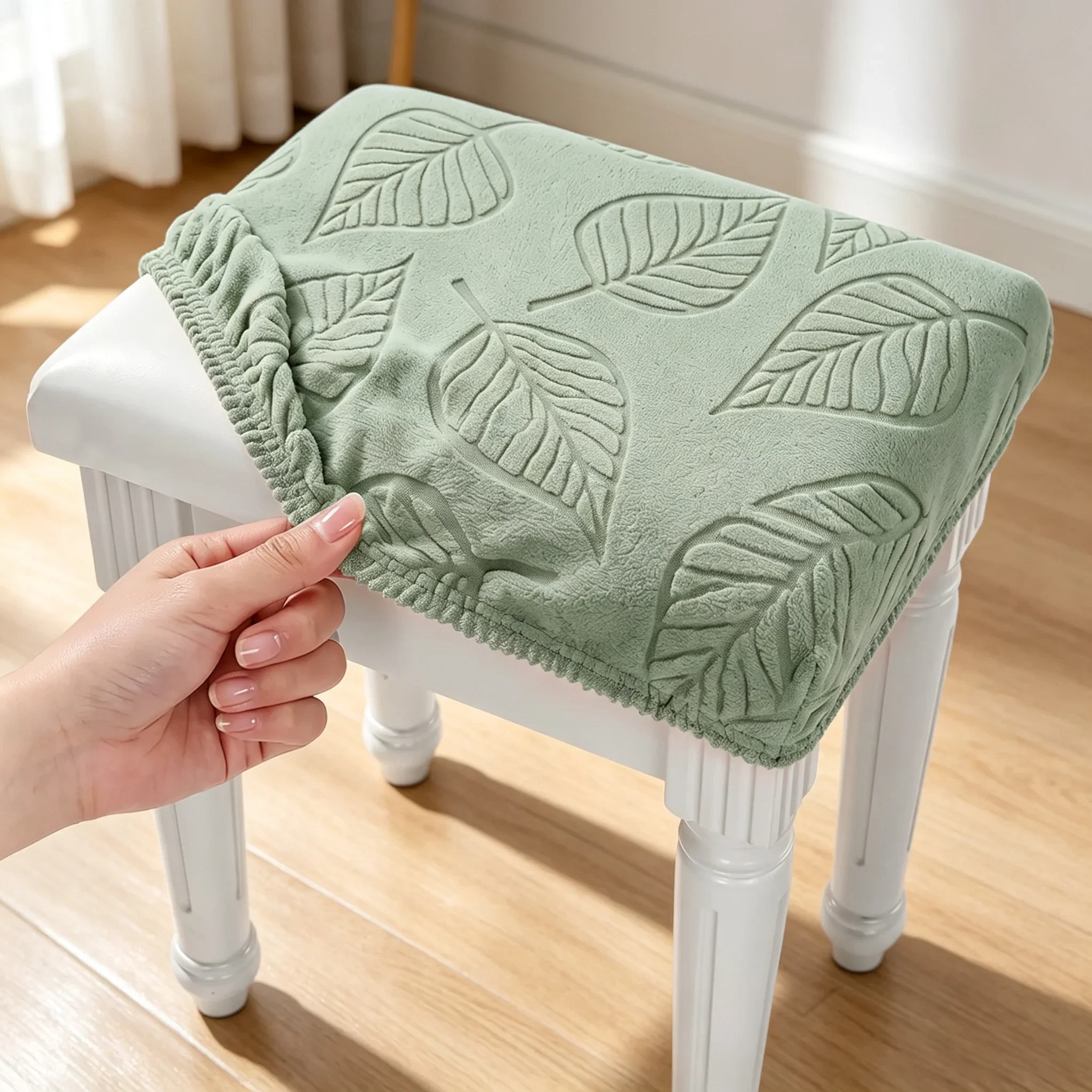 2 Pack Stretch Square Bar Stool Cover with Elastic Band for Home Office Dining Room Bar Stool Slipcover