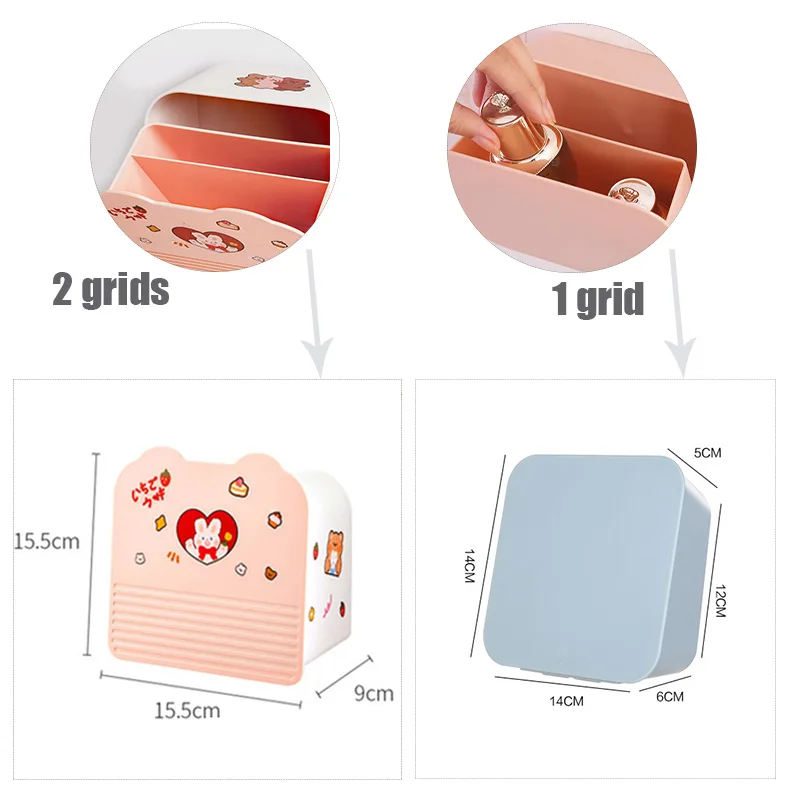 W&G Kawaii Storage Organizer Adhesive Large Storage Box Sanitary Napkin Cosmetics Organizer Decorative Box Bathroom Accessories