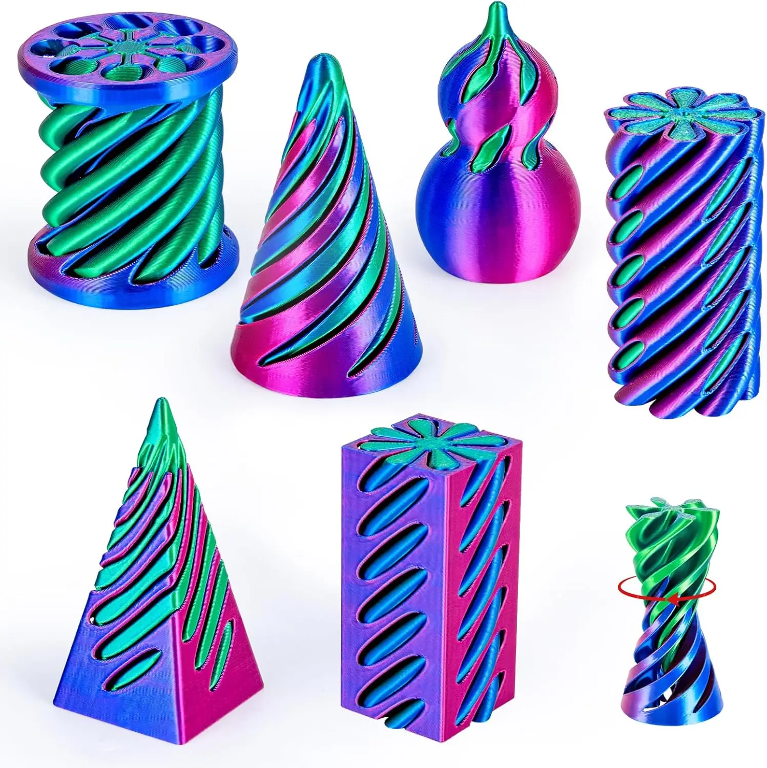 3D Printed Spiral Cone Fidget Toy Impossible Passthrough Pyramid Pillar Vortex Helix Gourd Cylinder Illusion Stress Relief