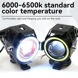 Super Bright Motorcycle Headlight Fog Lights Abgle Eyes Additional Spotlights Universal Moto Auxiliary U7 Mini LED Driving Lamp