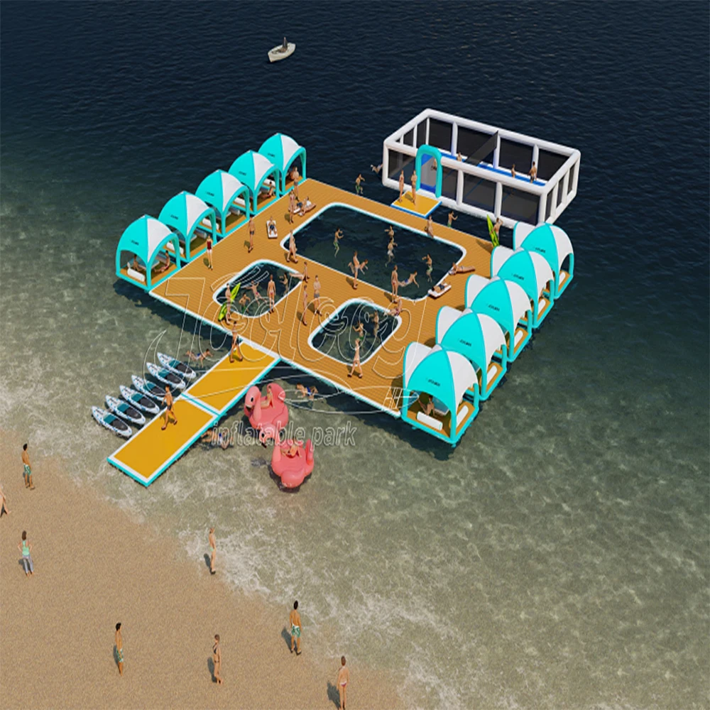 

Customized Big Size Aqua Park Inflatable Floating Island For Water Play Equipment