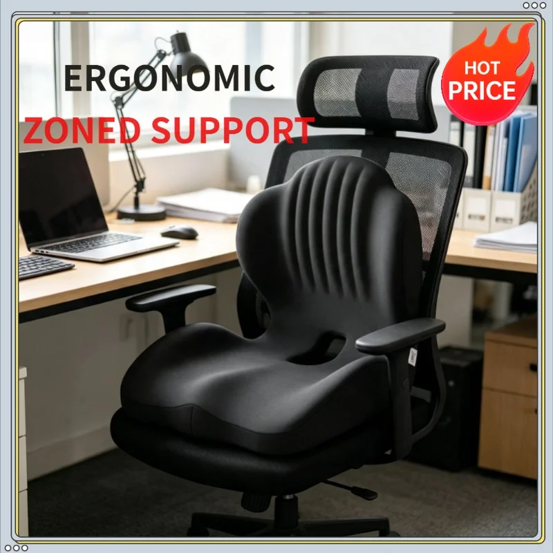 Ergonomic Memory Foam Seat Cushion Lumbar Support Pad Relieve Tailbone Sciatica Pain For Office Chair Car Seat Daily Use