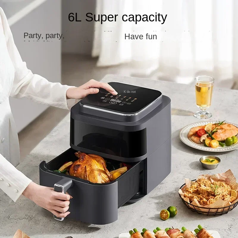 Carbon Baking Air Fryer Far Infrared Penetration Heating No Turning Over Household 6L Smart Touch Steam Tender Frying 220V Hot S