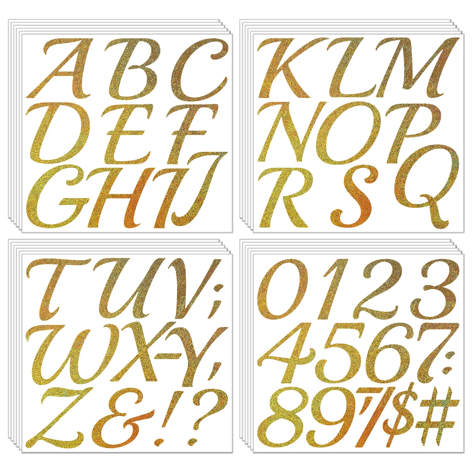 3 Inch Large Gold Glitter Alphabet Stickers Hand Lettering Self Adhesive Waterproof for Graduation Birthday Party Wedding Favor