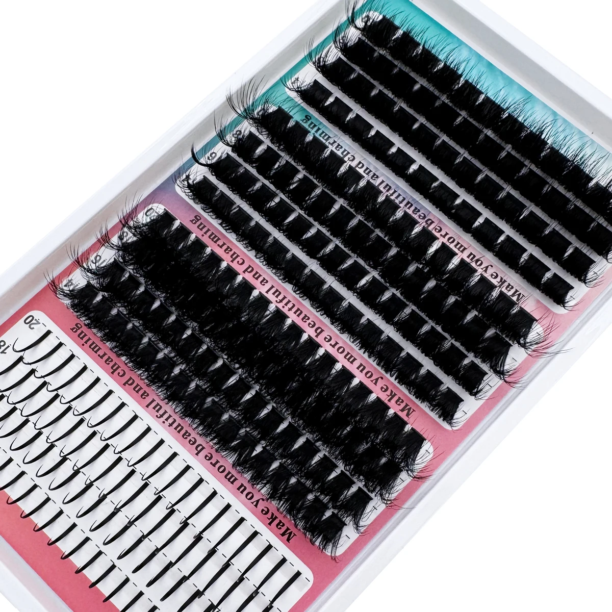 Spikes40D-200D Set di miscelazione ciglia finte cluster fai-da-te -0,07 mm 14-20 mm Mix, stile soffice naturale riccio D/DD, ciglia drammatiche