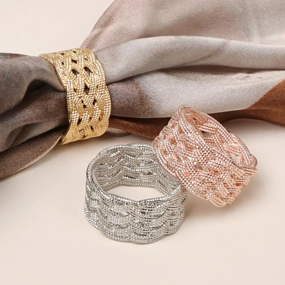 Fashion Scarf Ring Hollow Woven Texture Scarf Slide Silk Scarf Clip Ring for Women Lightweight Neckerchiefs Scarves Shirts