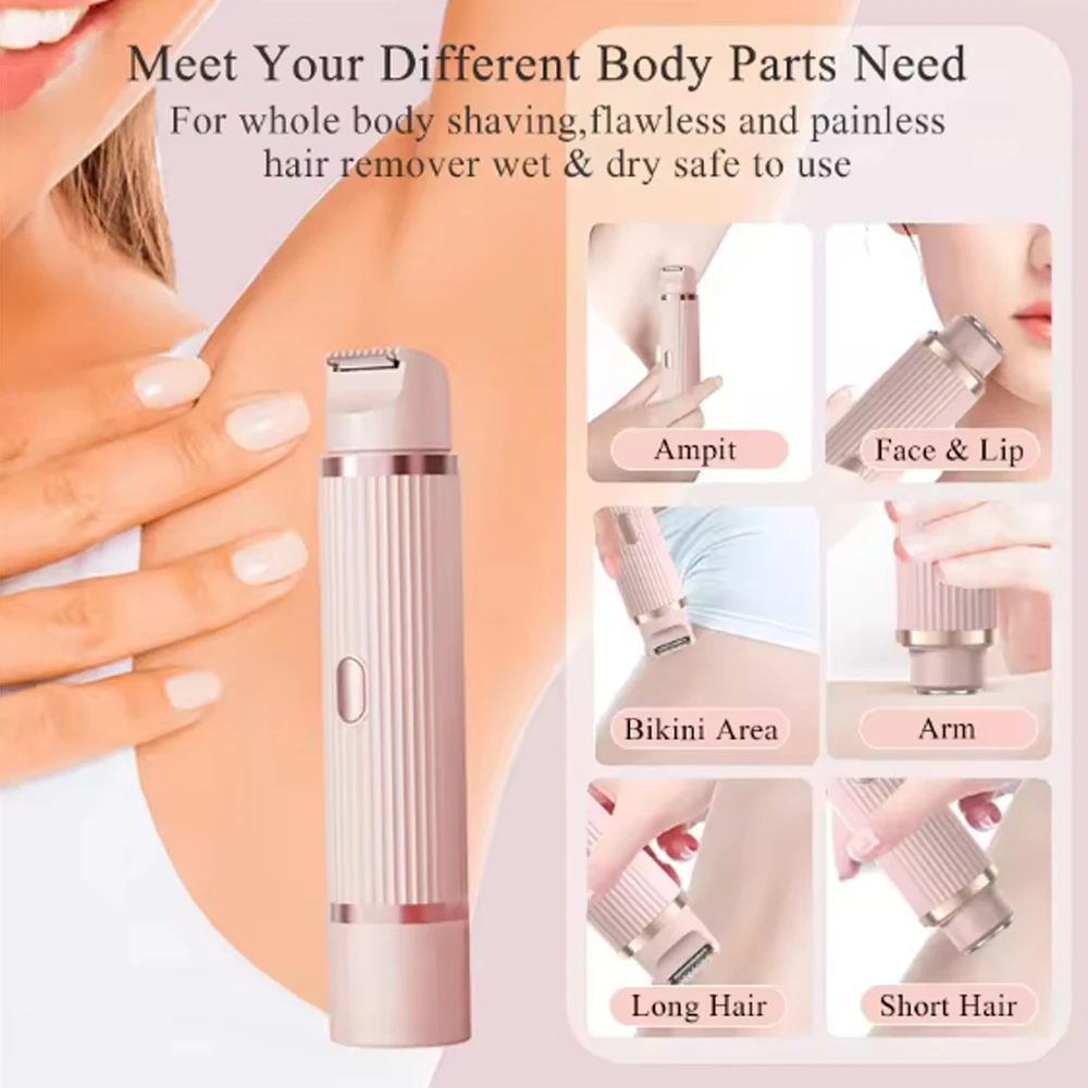Cortadora de pelo eléctrica para mujer, zona privada de axilas, tijeras para pelo de piernas y cuerpo con raspador de doble cabeza, remo de pelo 2 en 1