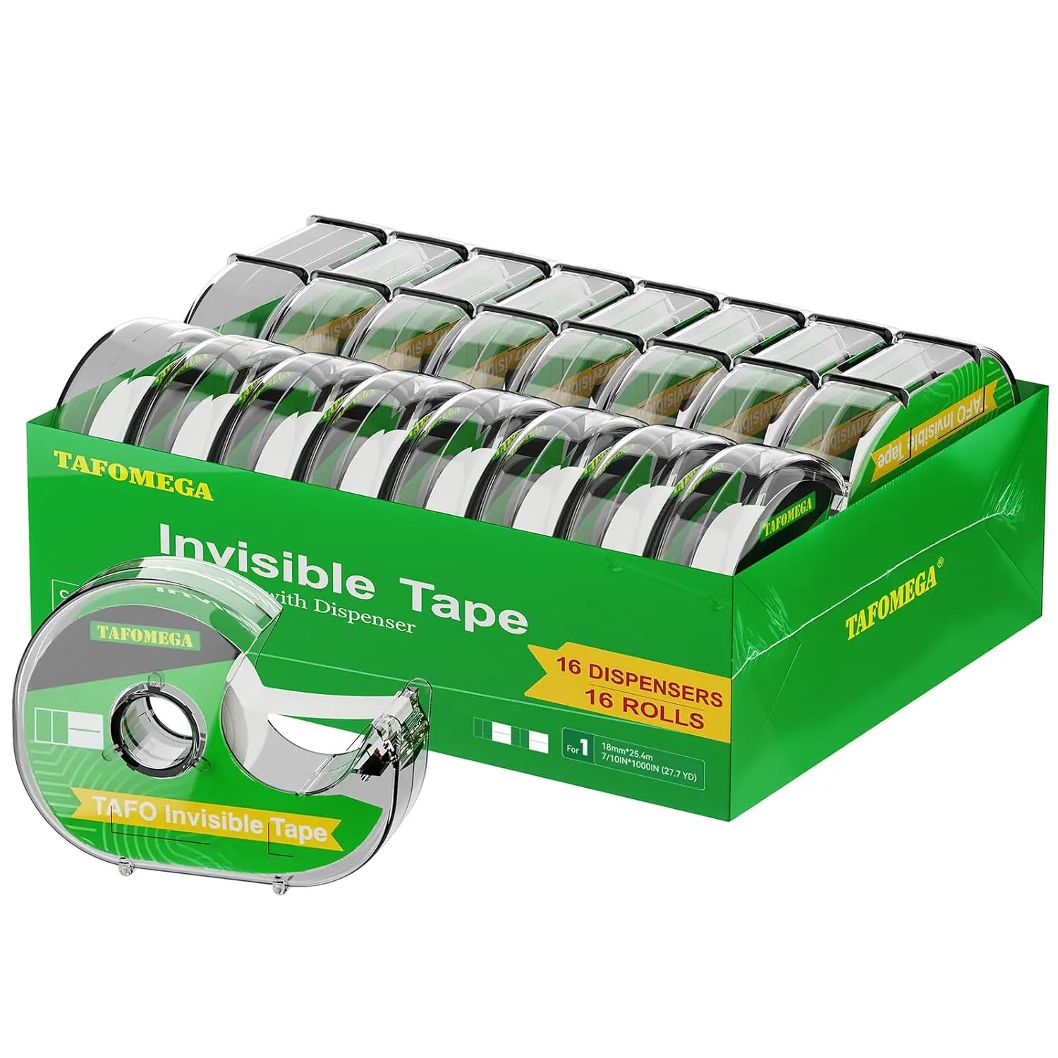 

Invisible Clear Tape Gift Wrapping, 16 Pack with Dispenser Frosted Writable Transparent Tape for School, Office, Craft -