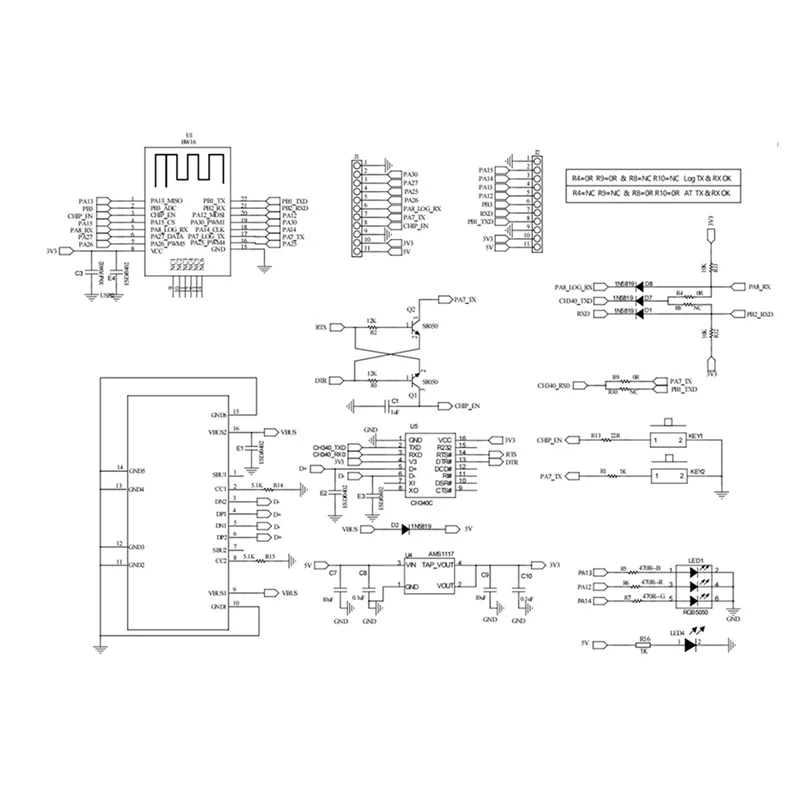 A73E-3X BW16-Kit Development Board RTL8720DN Dual-Band Wi-Fi Low-Power Bluetooth BLE Module Type-C Interface