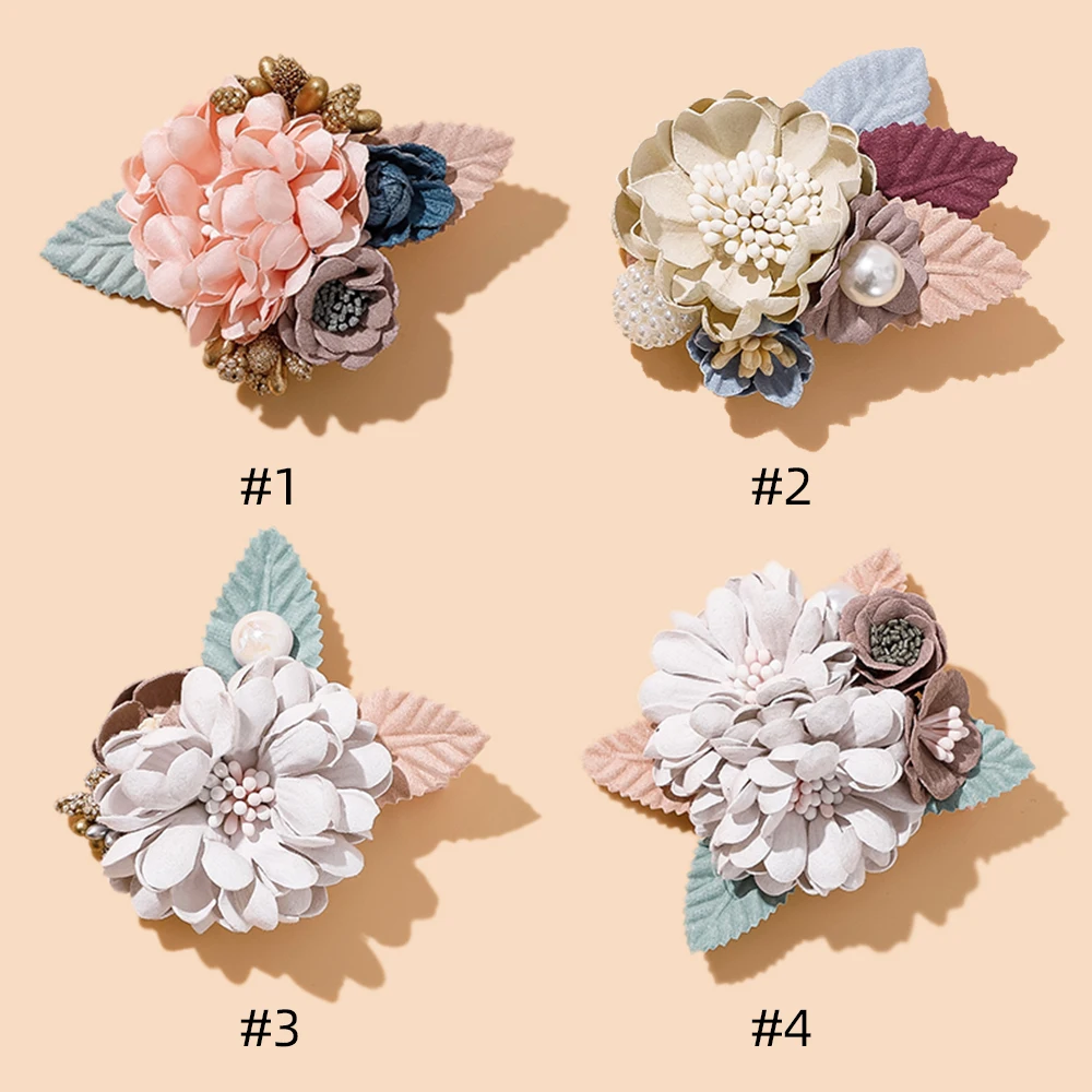 24pc/lot Artificial Flower Hair Clips For Baby Girls Hairpins Vintage Flower Barrettes Safety Hairpins Kids Hair Accessories