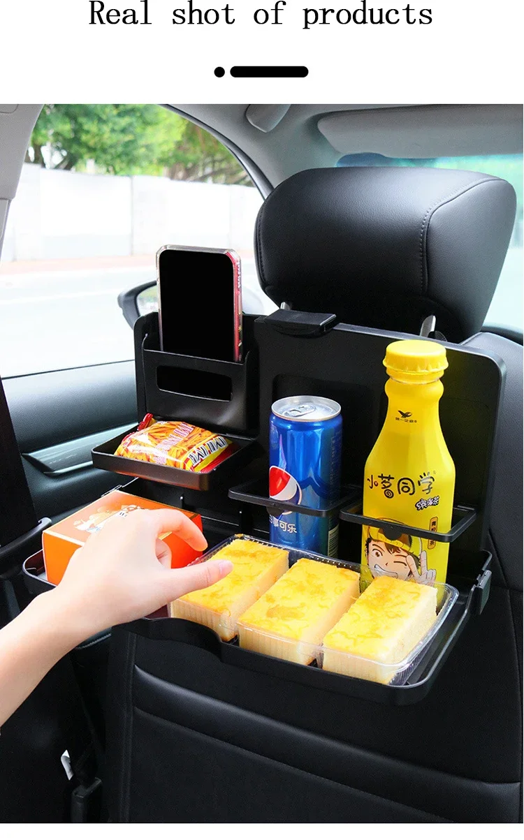 Tragbarer Auto Esstisch klappbare Lebensmittel becher Tablett Auto Innenraum Lager regal Rücksitz Tasse halten Multifunktion sauto Autoteile – Detail 12