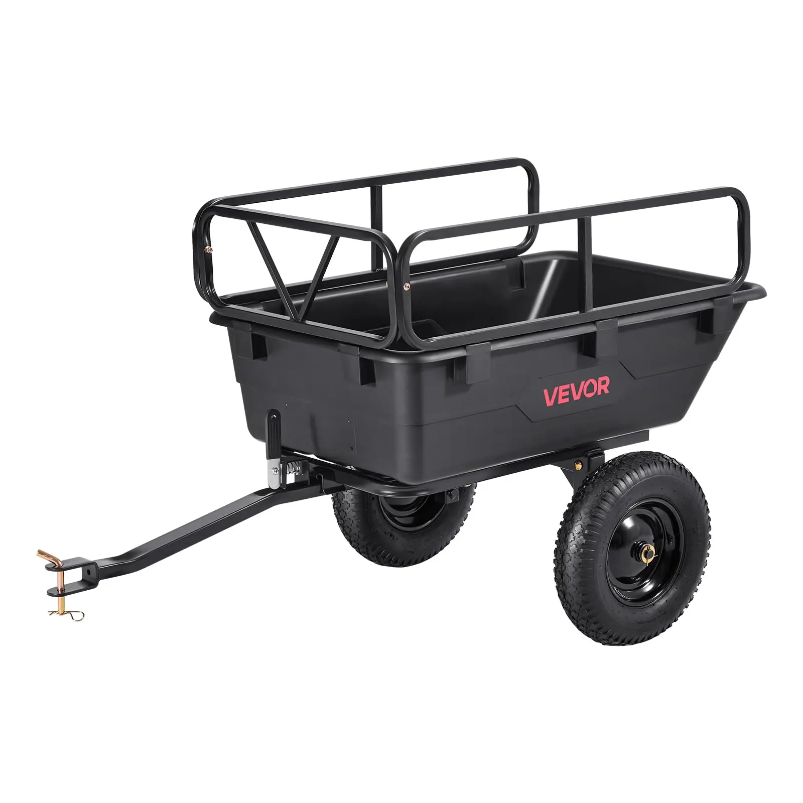 500Lbs 10 Cu.Ft. ATV UTV Trailer Tow Behind Dump Cart, Heavy Duty Pull Behind Utility Dump Trailer for Lawn Mower