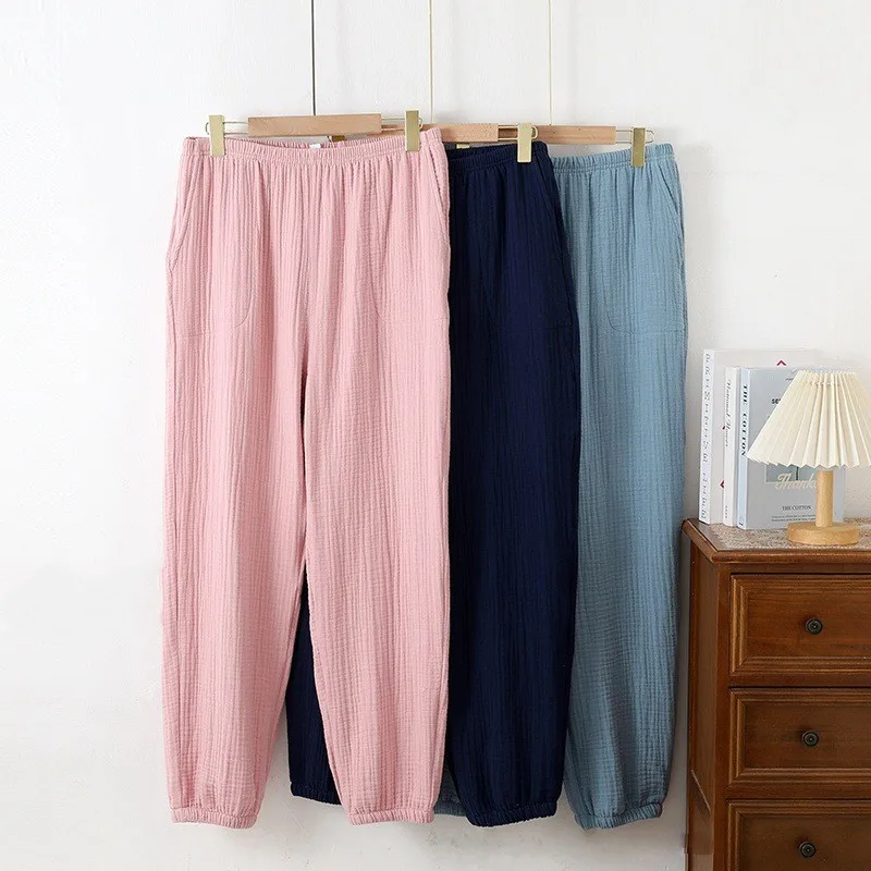 

Spring Autumn Women 100% Cotton Sleep Bottoms Female Nightwear Trousers Ladies Casual Pajama Pants Plus Size Home Pants